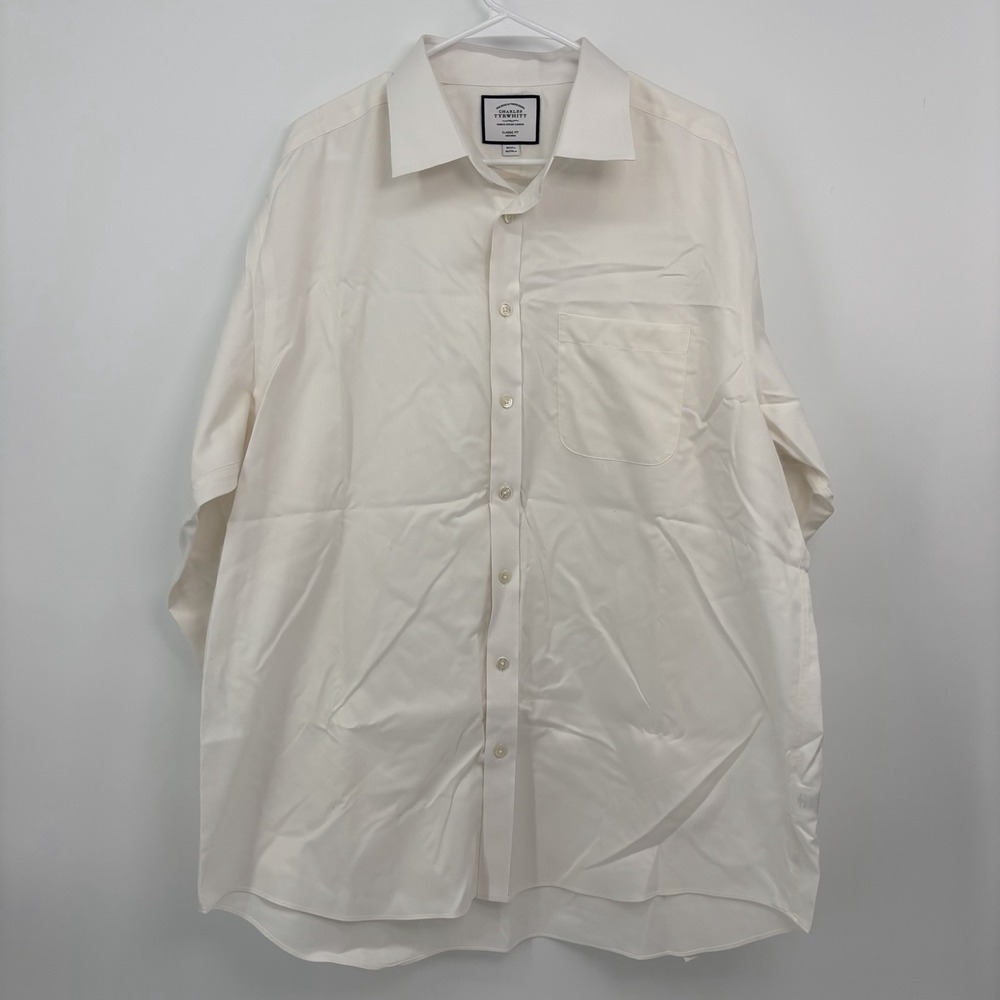 CHARLES TYRWHITT Shirt Mens Size 18 37" White Long Sleeve Button Up Classic Fit